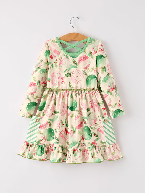 winter-christmas-green-girls-pocket-dress-Sophia's Style--2
